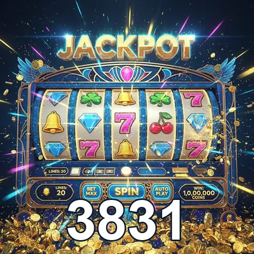 Imagem de um jogo de caça-níqueis no site 3831, com símbolos coloridos e vitória, promovendo entretenimento online.